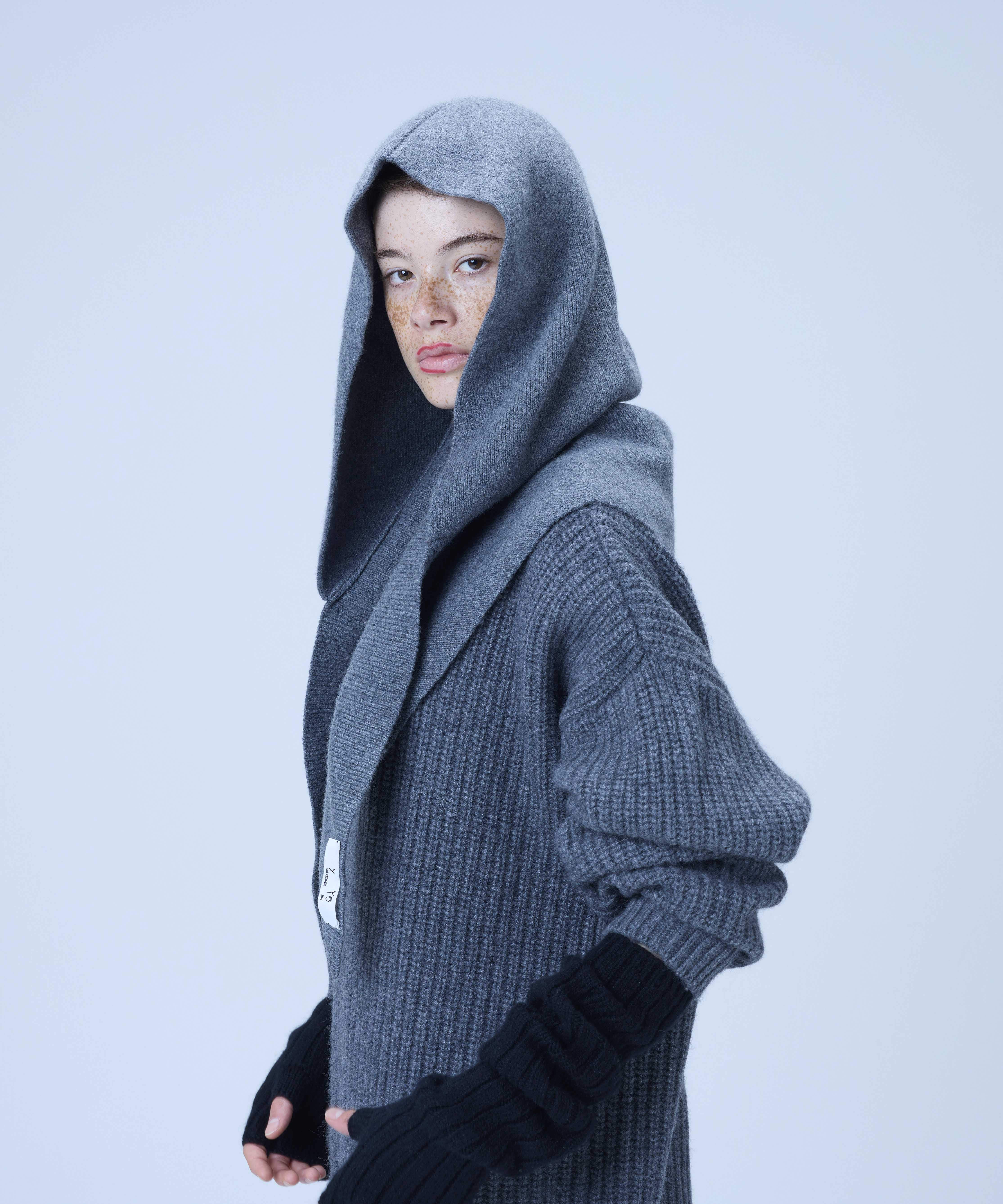 y_yo y YO イーヨ hooded ストール カシミヤ マフラー グレー y_yo